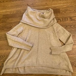 Off the shoulder, tan sweater